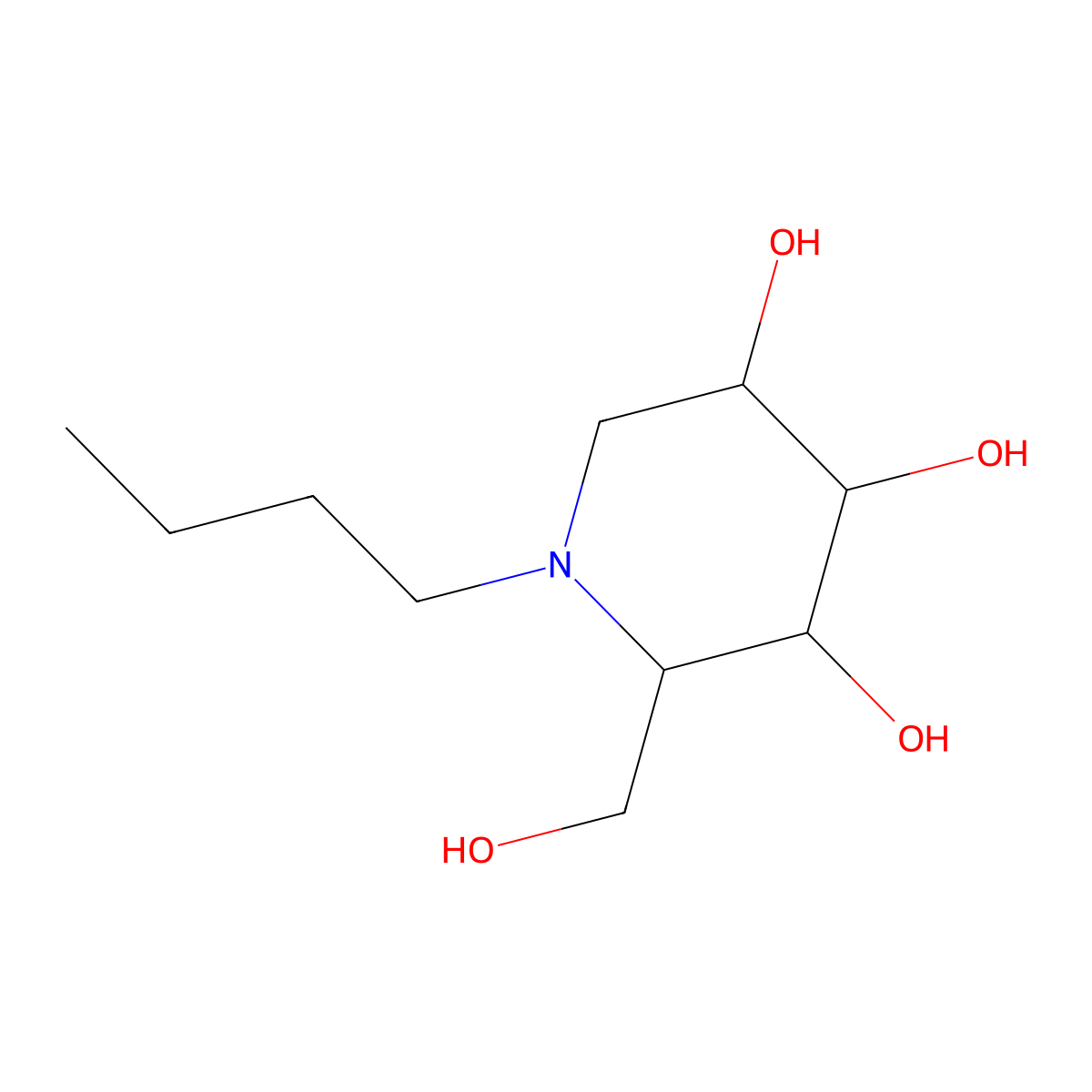 1-Butyl-2-(hydroxymethyl)piperidine-3,4,5-triol molecular structure, CAS 1219393-58-4