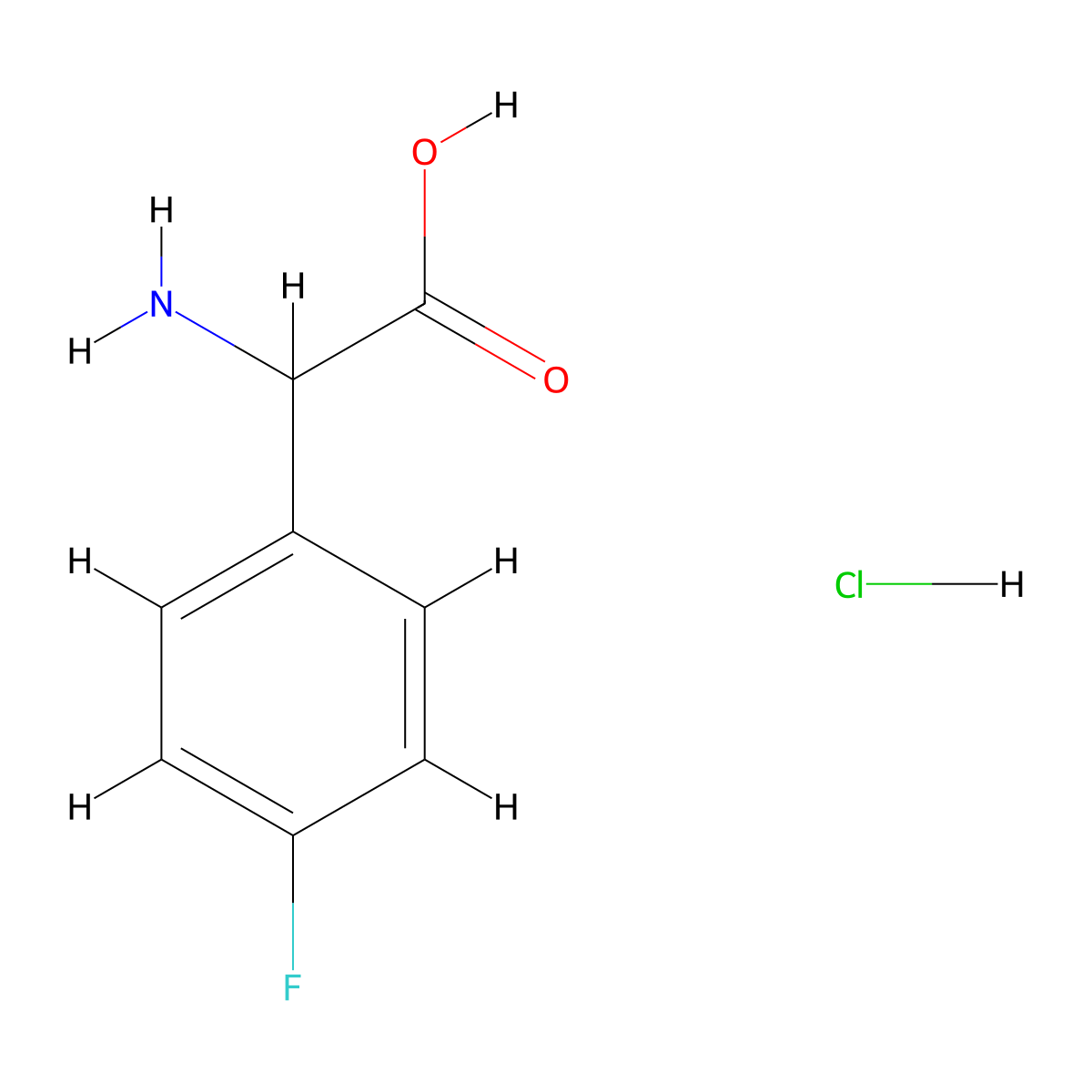 2-Amino-2-(4-fluorophenyl)acetic acid hydrochloride molecular structure, CAS 1219399-79-7