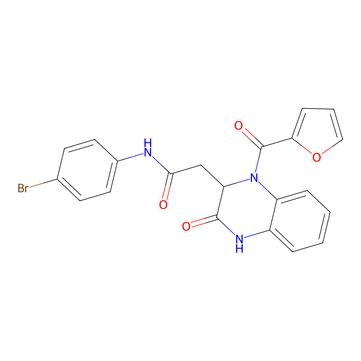 N-(4-bromophenyl)-2-[1-(furan-2-ylcarbonyl)-3-oxo-1,2,3,4-tetrahydroquinoxalin-2-yl]acetamide molecular structure, CAS 1219401-82-7