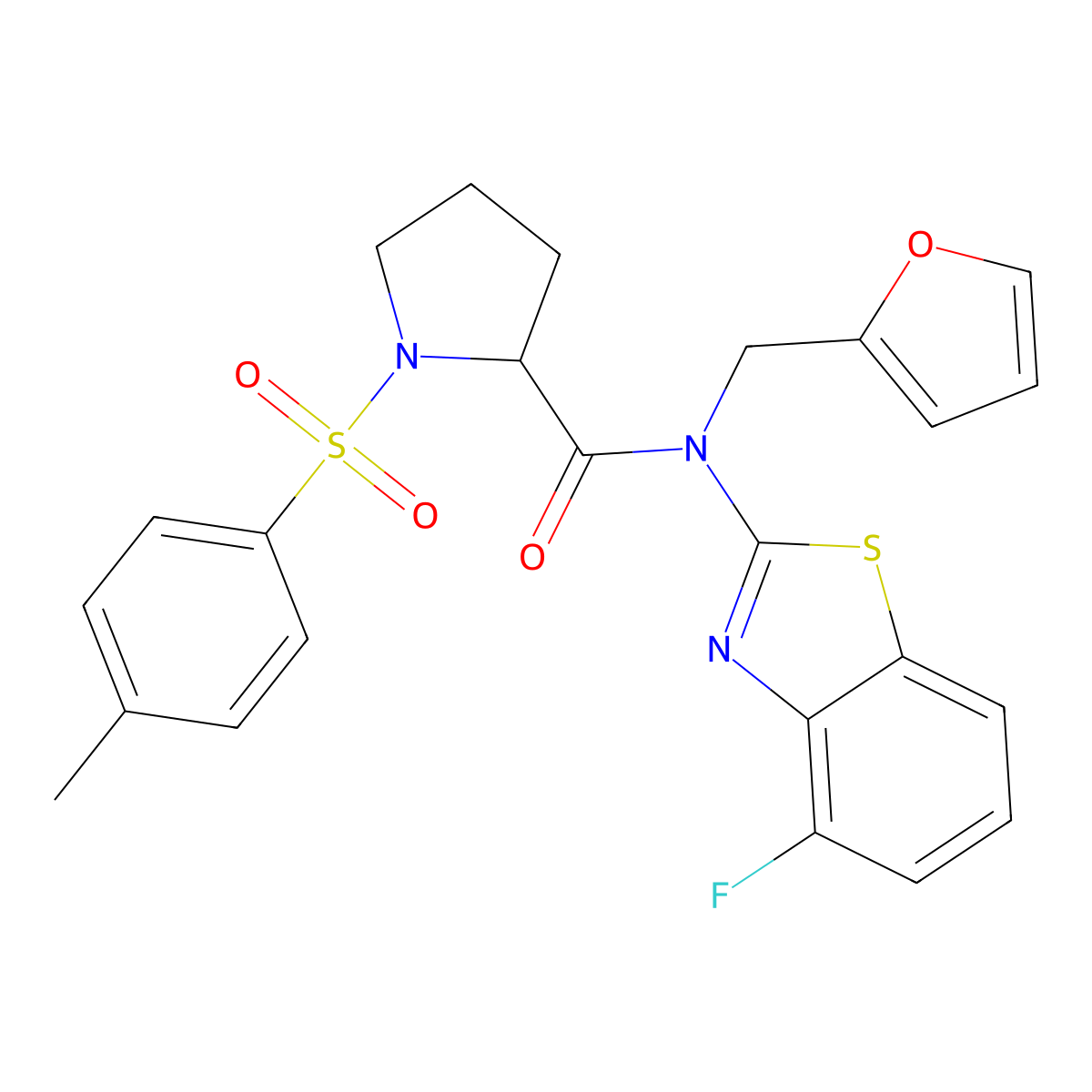 N-(4-fluorobenzo[d]thiazol-2-yl)-N-(furan-2-ylmethyl)-1-tosylpyrrolidine-2-carboxamide molecular structure, CAS 1219402-37-5