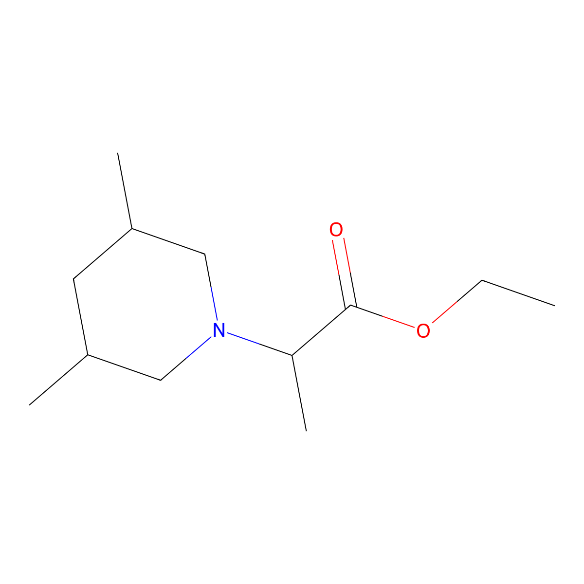 Ethyl 2-(3,5-dimethylpiperidin-1-yl)propanoate molecular structure, CAS 1219402-69-3