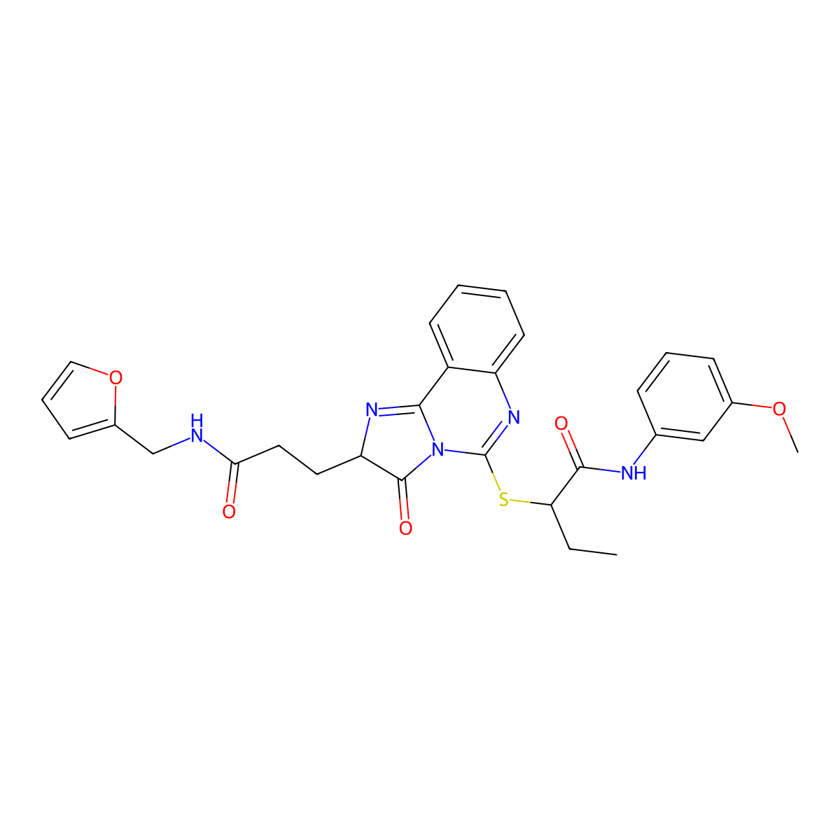 2-{[2-(2-{[(furan-2-yl)methyl]carbamoyl}ethyl)-3-oxo-2H,3H-imidazo[1,2-c]quinazolin-5-yl]sulfanyl}-N-(3-methoxyphenyl)butanamide molecular structure, CAS 1219404-93-9