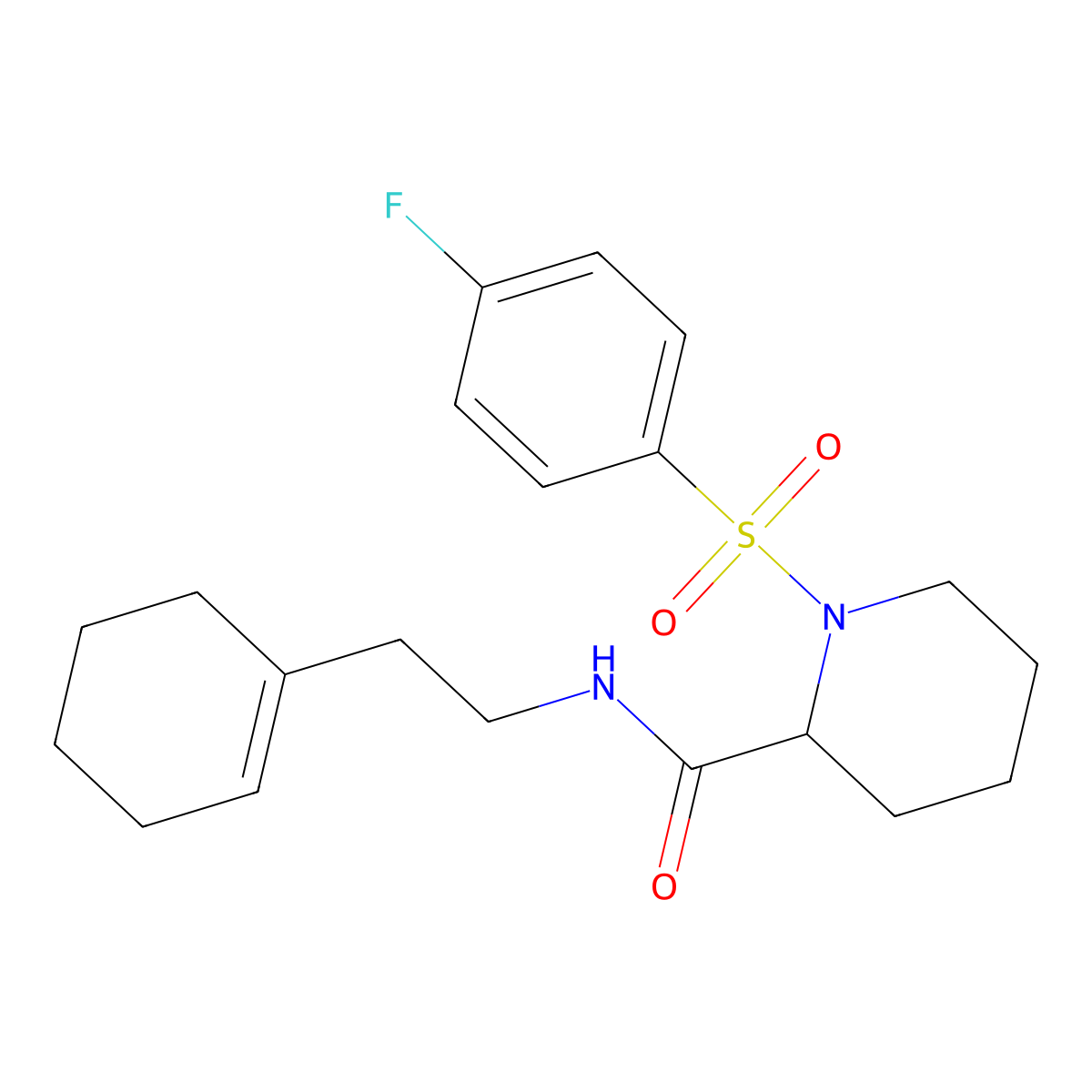N-(2-cyclohex-1-en-1-ylethyl)-1-[(4-fluorophenyl)sulfonyl]piperidine-2-carboxamide molecular structure, CAS 1219406-32-2