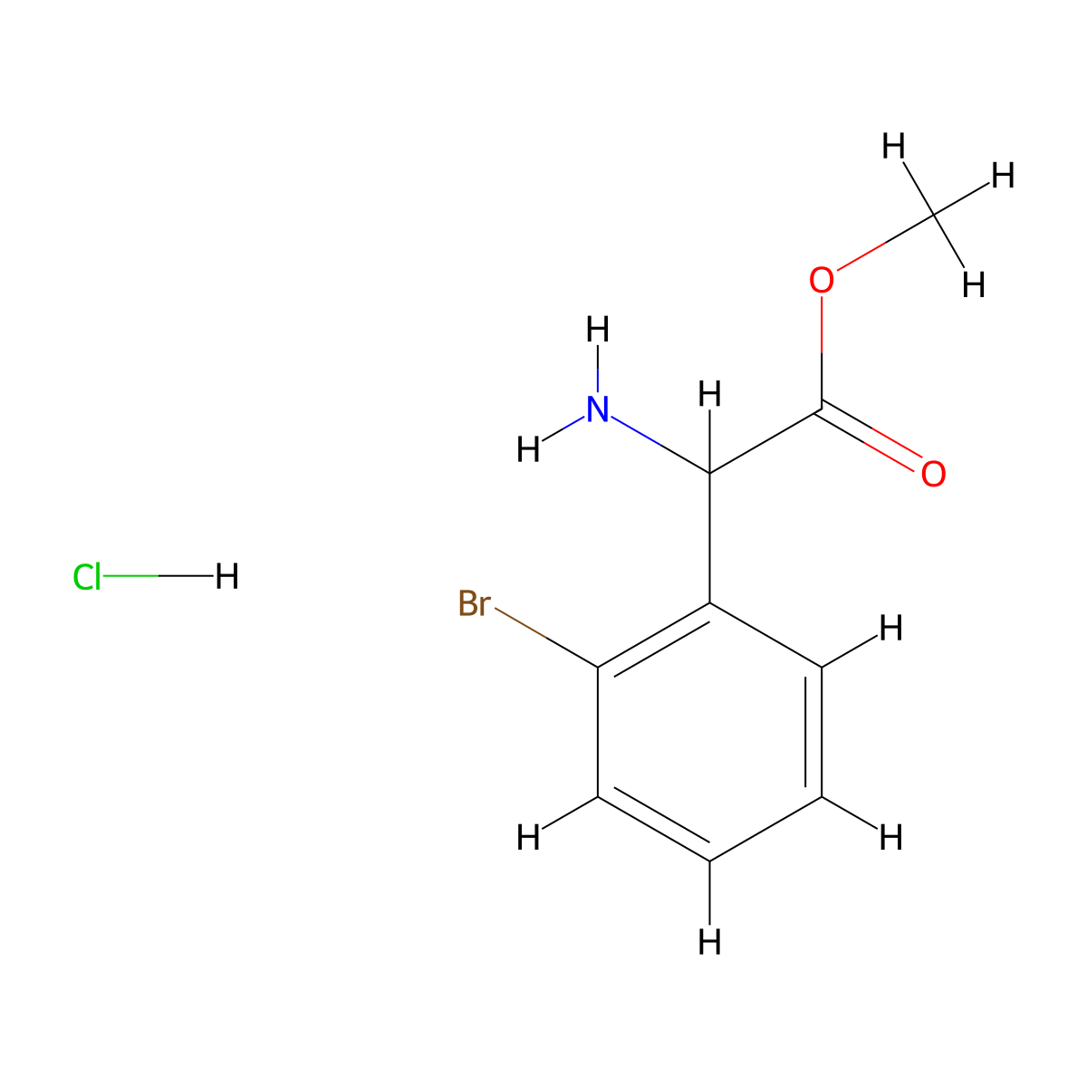 Methyl amino(2-bromophenyl)acetate hydrochloride molecular structure, CAS 1219408-44-2