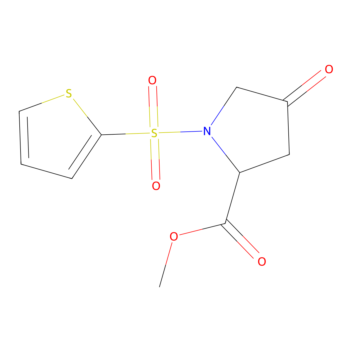 Methyl 4-oxo-1-(2-thienylsulfonyl)-2-pyrrolidinecarboxylate molecular structure, CAS 1219412-74-4