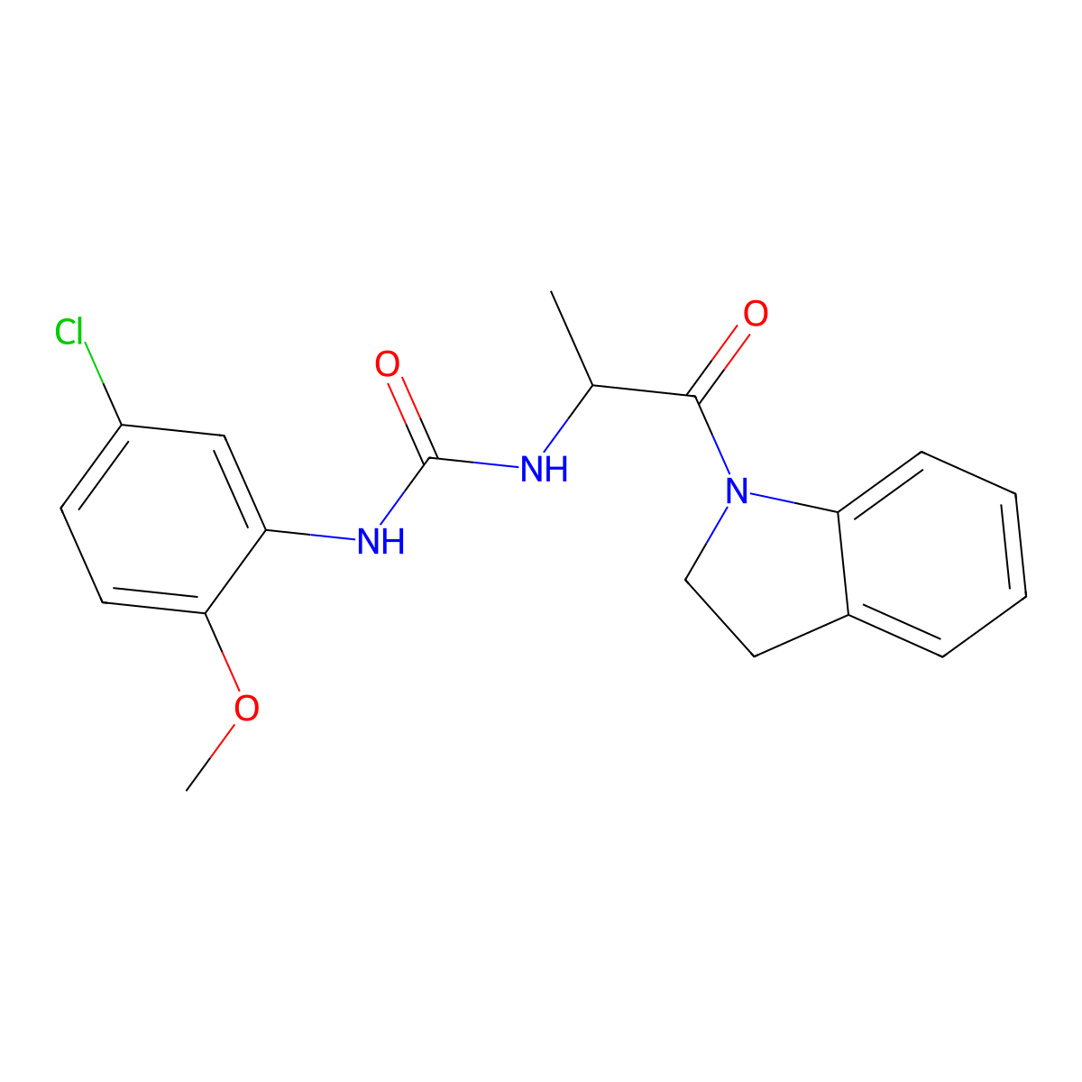 1-(5-Chloro-2-methoxyphenyl)-3-[1-(2,3-dihydroindol-1-yl)-1-oxopropan-2-yl]urea molecular structure, CAS 1219412-90-4