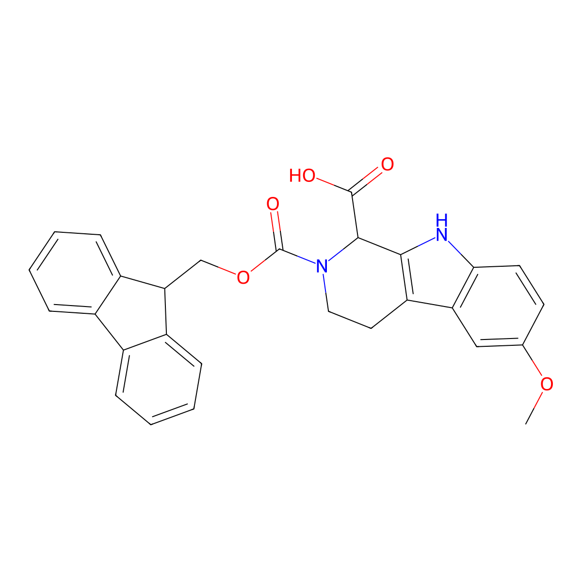 2-(((9H-fluoren-9-yl)methoxy)carbonyl)-6-methoxy-1H,2H,3H,4H,9H-pyrido(3,4-b)indole-1-carboxylic acid molecular structure, CAS 1219416-81-5