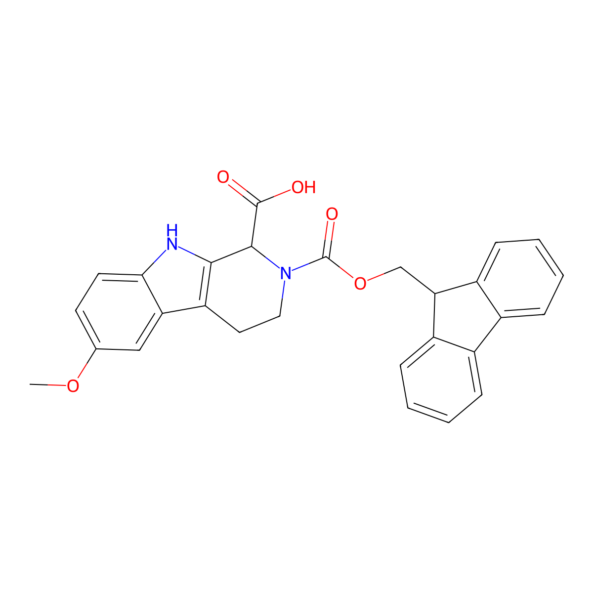 2-(((9H-fluoren-9-yl)methoxy)carbonyl)-6-methoxy-1H,2H,3H,4H,9H-pyrido(3,4-b)indole-1-carboxylic acid molecular structure, CAS 1219416-81-5