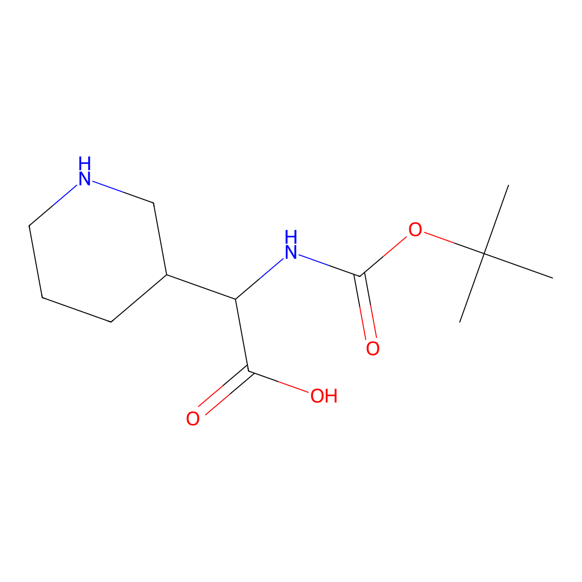 2-{[(Tert-butoxy)carbonyl]amino}-2-(piperidin-3-yl)acetic acid molecular structure, CAS 1219421-12-1