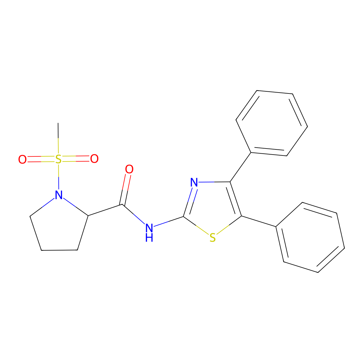 N-(4,5-diphenylthiazol-2-yl)-1-(methylsulfonyl)pyrrolidine-2-carboxamide molecular structure, CAS 1219421-60-9