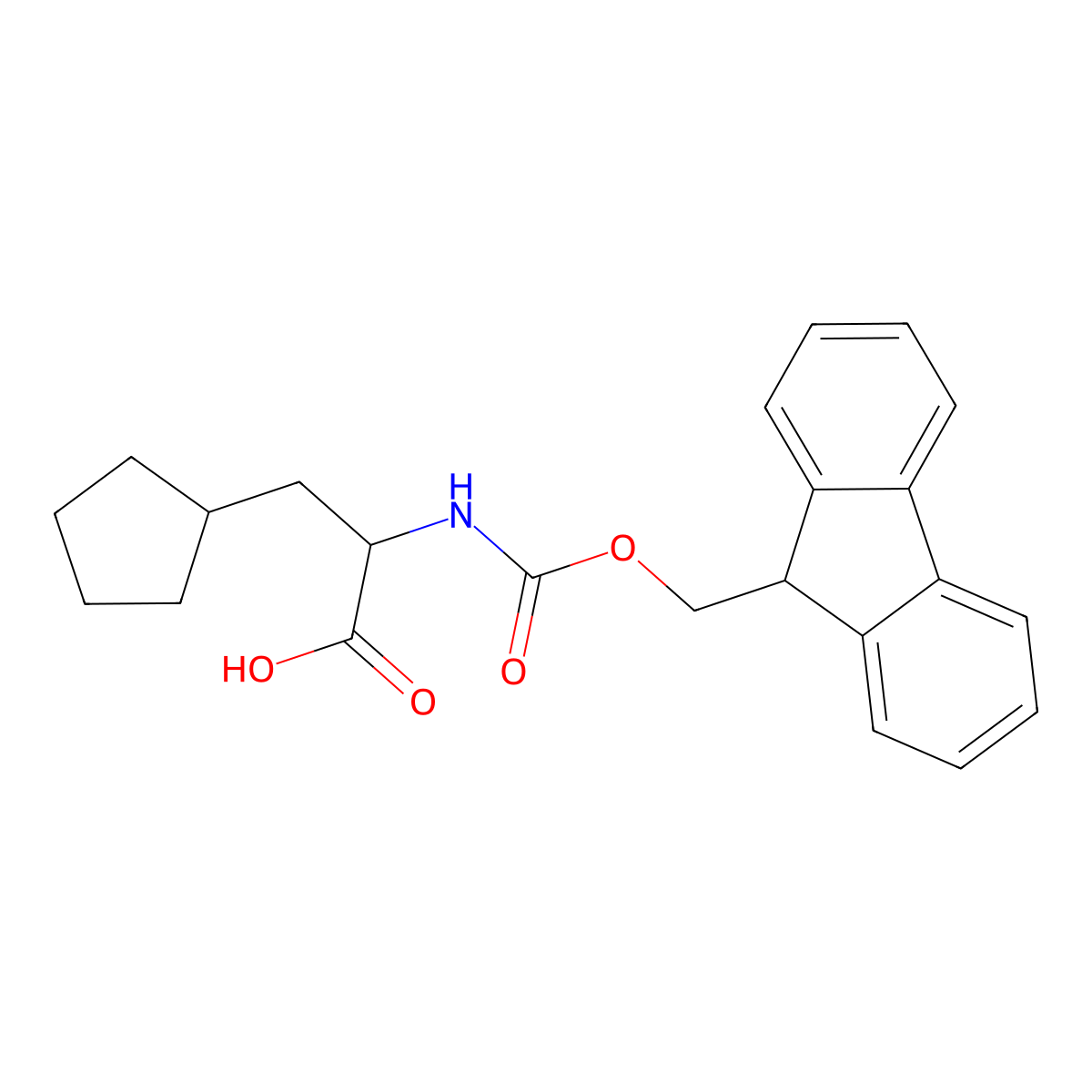 3-cyclopentyl-2-({[(9H-fluoren-9-yl)methoxy]carbonyl}amino)propanoic acid molecular structure, CAS 1219422-04-4