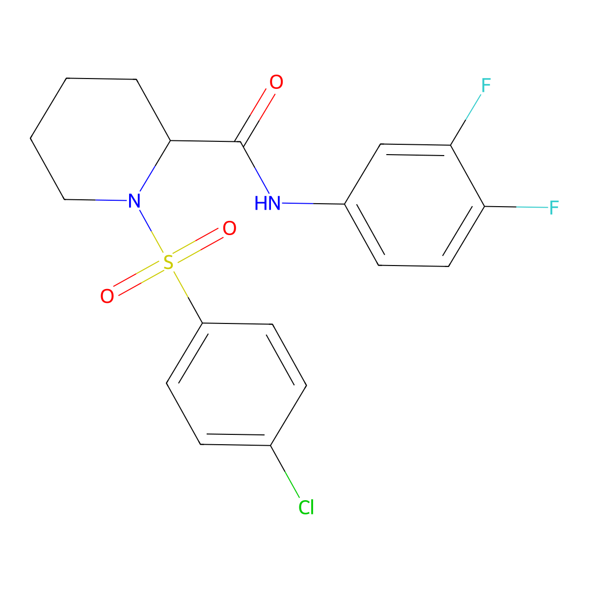 1-[(4-chlorophenyl)sulfonyl]-N-(3,4-difluorophenyl)piperidine-2-carboxamide molecular structure, CAS 1219422-06-6