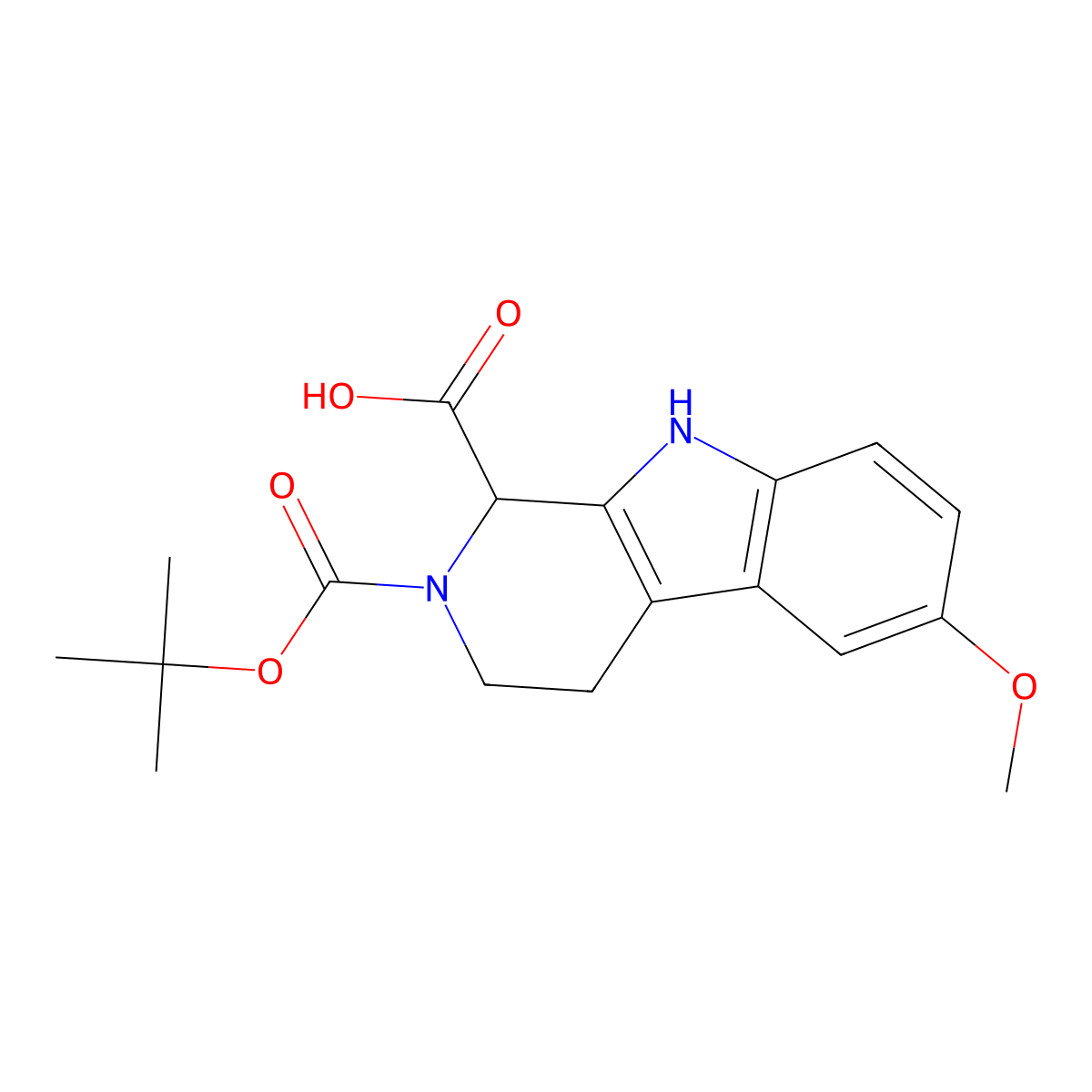 Boc-DL-6-methoxy-1,2,3,4-tetrahydronorharman-1-carboxylic acid molecular structure, CAS 1219423-55-8