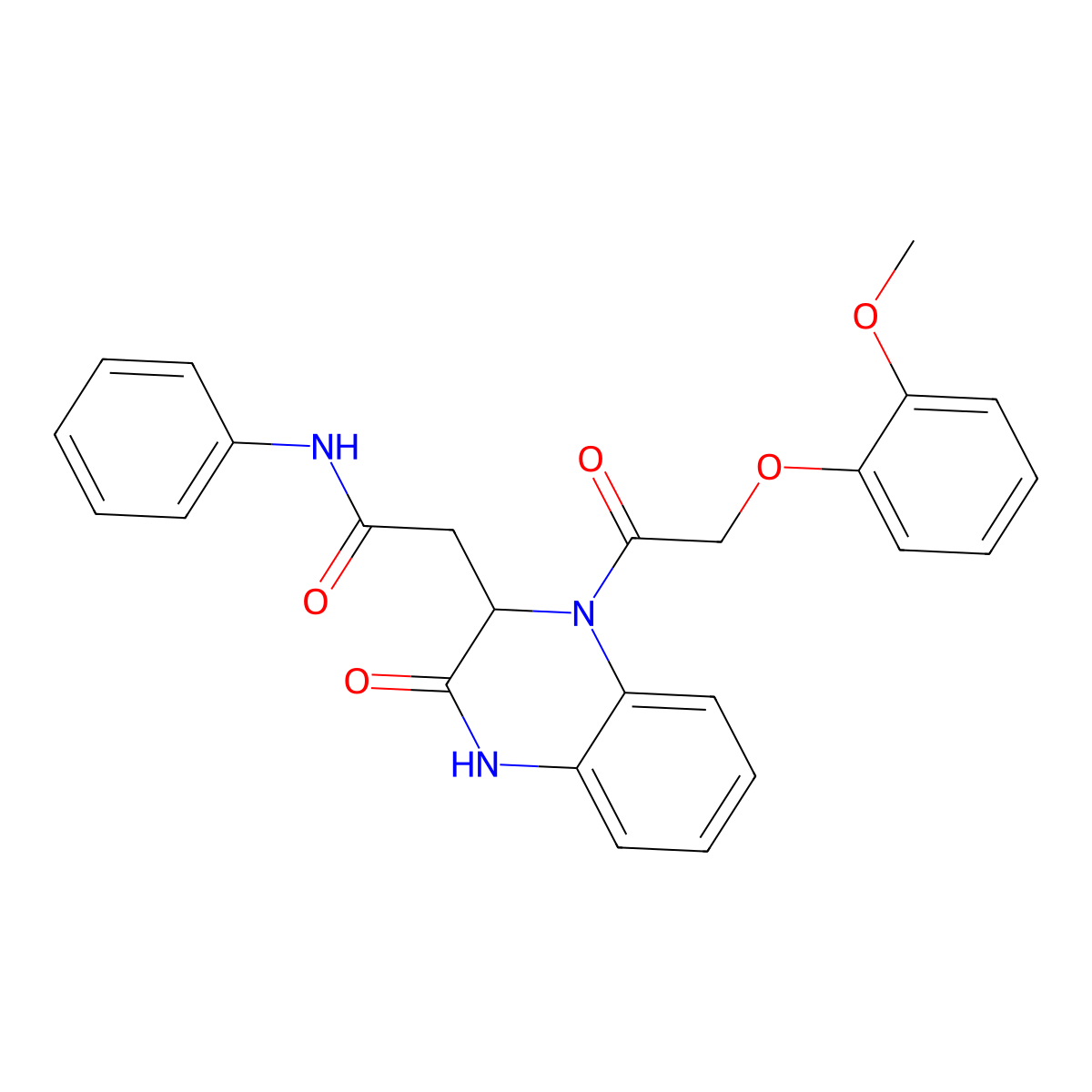 2-{1-[(2-methoxyphenoxy)acetyl]-3-oxo-1,2,3,4-tetrahydroquinoxalin-2-yl}-N-phenylacetamide molecular structure, CAS 1219426-53-5