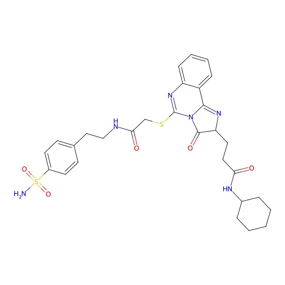 N-cyclohexyl-3-{3-oxo-5-[({[2-(4-sulfamoylphenyl)ethyl]carbamoyl}methyl)sulfanyl]-2H,3H-imidazo[1,2-c]quinazolin-2-yl}propanamide molecular structure, CAS 1219426-71-7