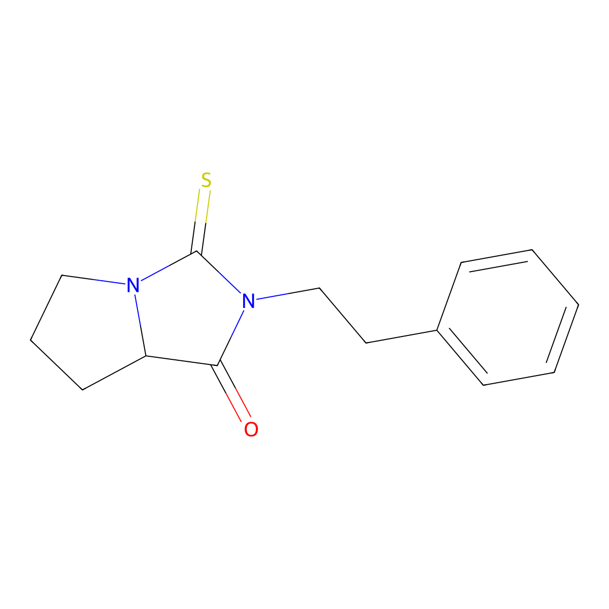2-(2-phenylethyl)-3-thioxohexahydro-1H-pyrrolo[1,2-c]imidazol-1-one molecular structure, CAS 1219427-67-4