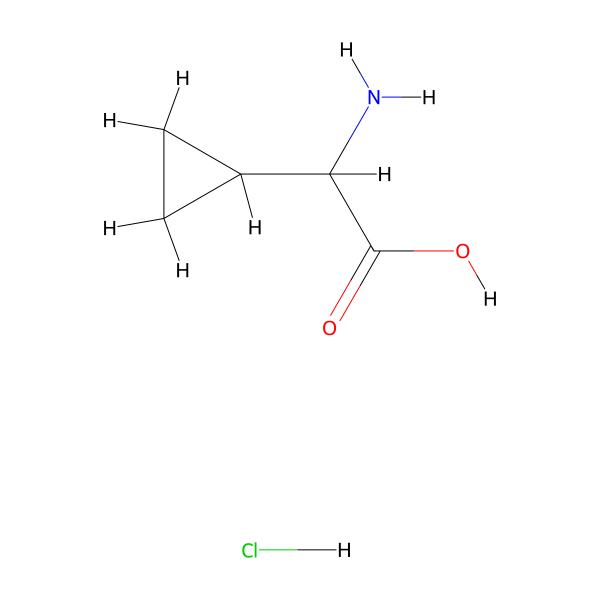 2-Amino-2-cyclopropylacetic acid hydrochloride molecular structure, CAS 1219429-81-8