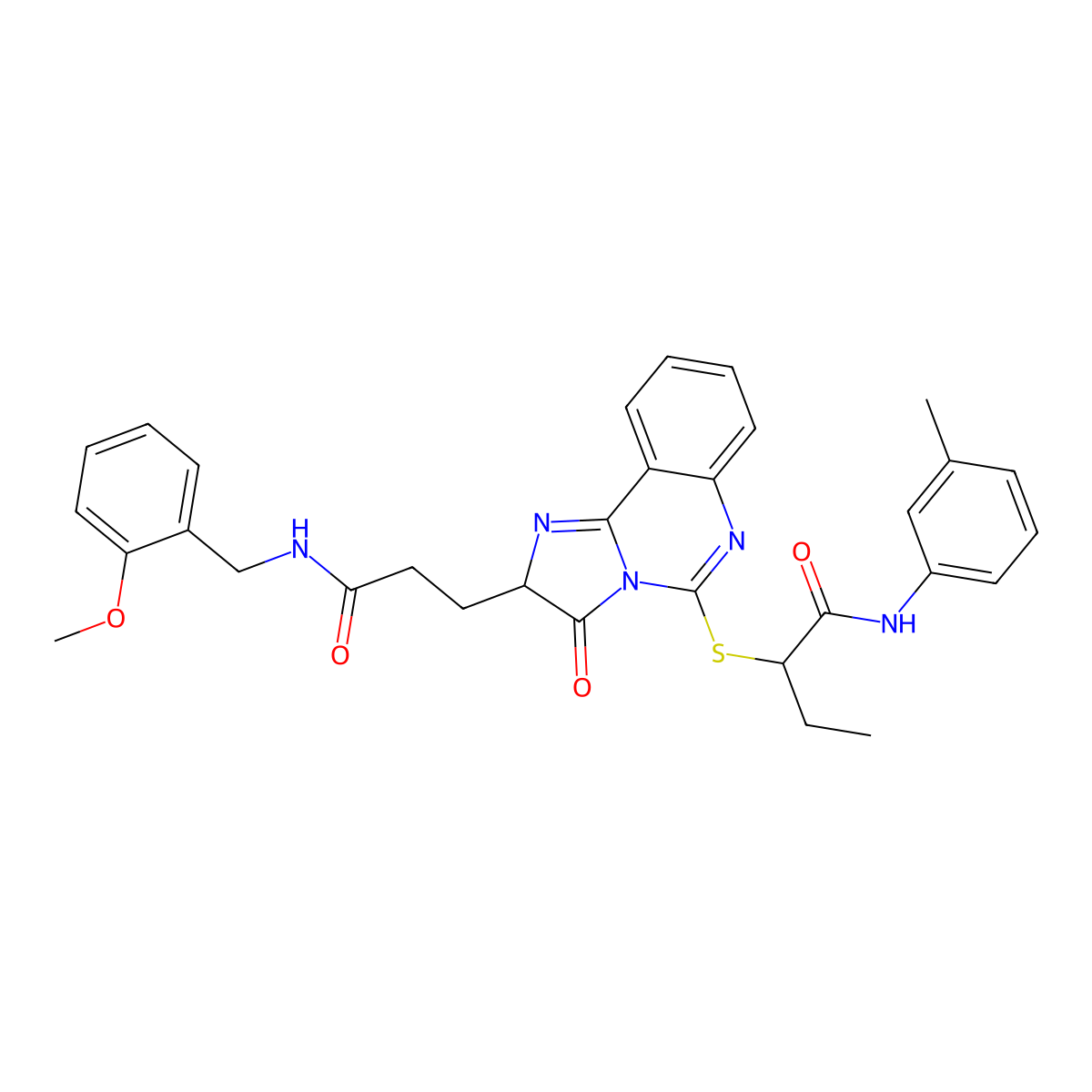 2-{[2-(2-{[(2-methoxyphenyl)methyl]carbamoyl}ethyl)-3-oxo-2H,3H-imidazo[1,2-c]quinazolin-5-yl]sulfanyl}-N-(3-methylphenyl)butanamide molecular structure, CAS 1219431-11-4