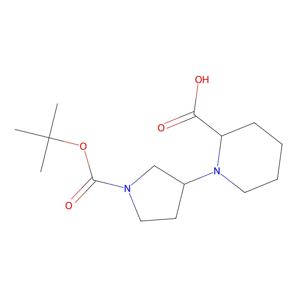 1-(1-(tert-Butoxycarbonyl)pyrrolidin-3-yl)piperidine-2-carboxylic acid molecular structure, CAS 1219434-20-4