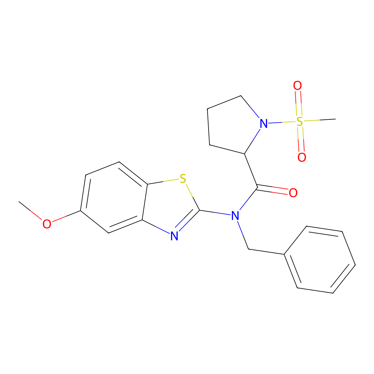 N-benzyl-N-(5-methoxybenzo[d]thiazol-2-yl)-1-(methylsulfonyl)pyrrolidine-2-carboxamide molecular structure, CAS 1219434-40-8