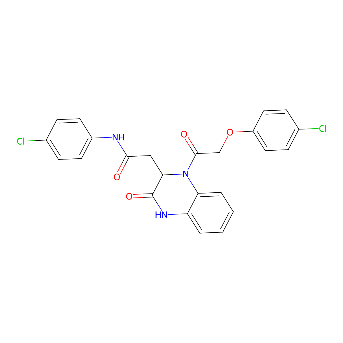 2-{1-[(4-chlorophenoxy)acetyl]-3-oxo-1,2,3,4-tetrahydroquinoxalin-2-yl}-N-(4-chlorophenyl)acetamide molecular structure, CAS 1219436-64-2