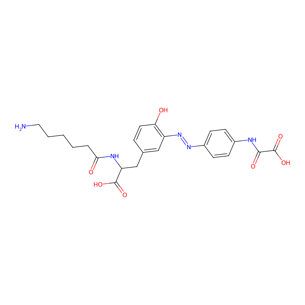 2-(6-Aminohexanamido)-3-{3-[(1E)-2-[4-(carboxyformamido)phenyl]diazen-1-YL]-4-hydroxyphenyl}propanoic acid molecular structure, CAS 1219439-28-7