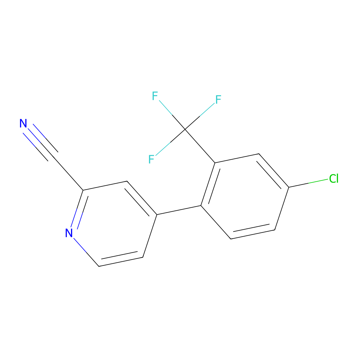 4-(2-Trifluoromethyl-4-chlorophenyl)pyridine-2-carbonitrile molecular structure, CAS 1219454-38-2