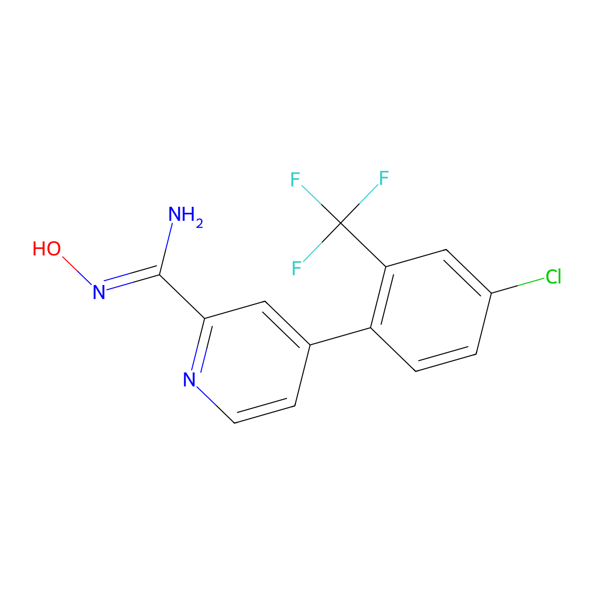 4-(4-Chloro-2-trifluoromethylphenyl)-N-hydroxypyridine-2-carboxamidine molecular structure, CAS 1219454-39-3