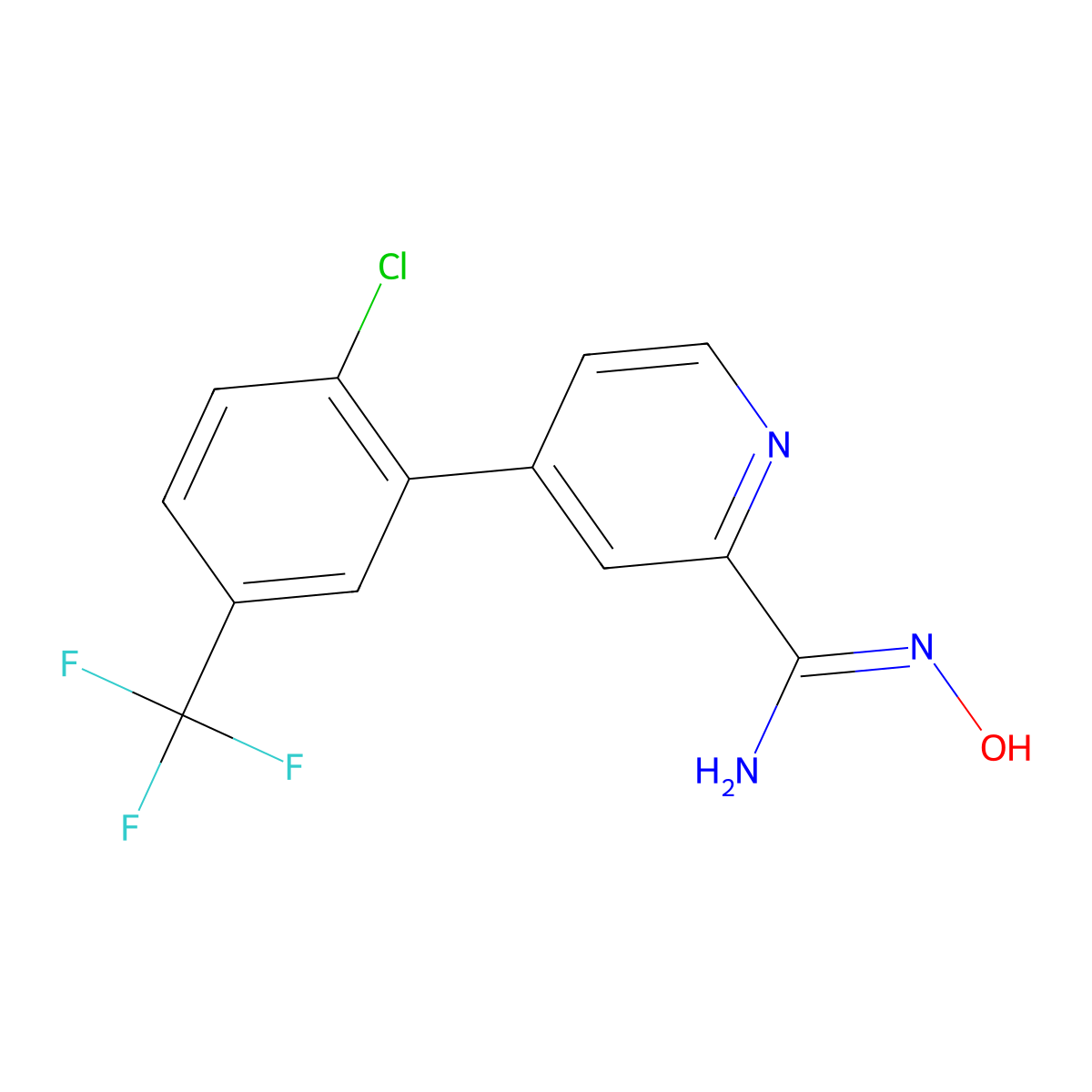 4-(2-Chloro-5-trifluoromethylphenyl)-N-hydroxy-pyridine-2-carboxamidine molecular structure, CAS 1219454-55-3