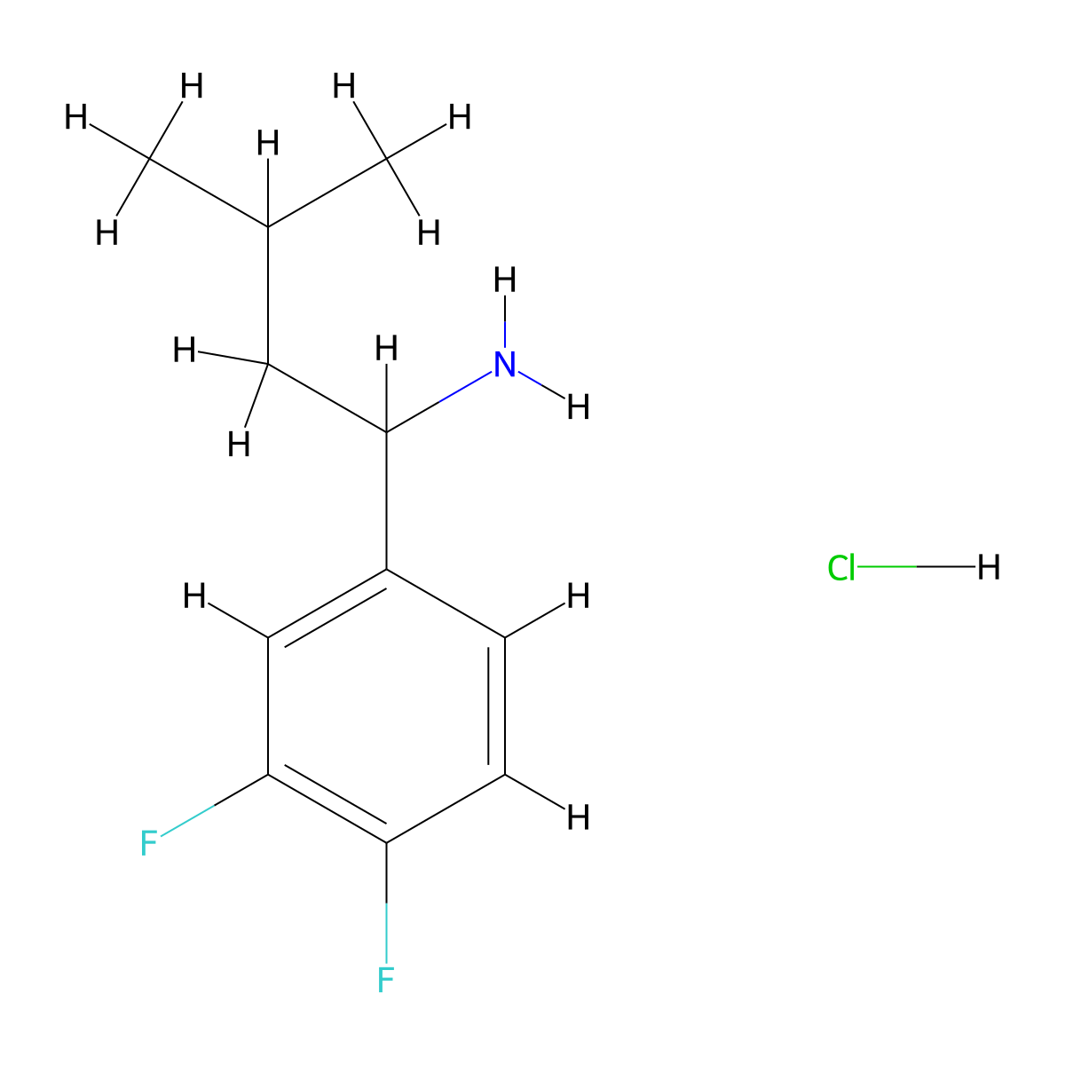 1-(3,4-Difluorophenyl)-3-methylbutan-1-amine hydrochloride molecular structure, CAS 1219455-80-7