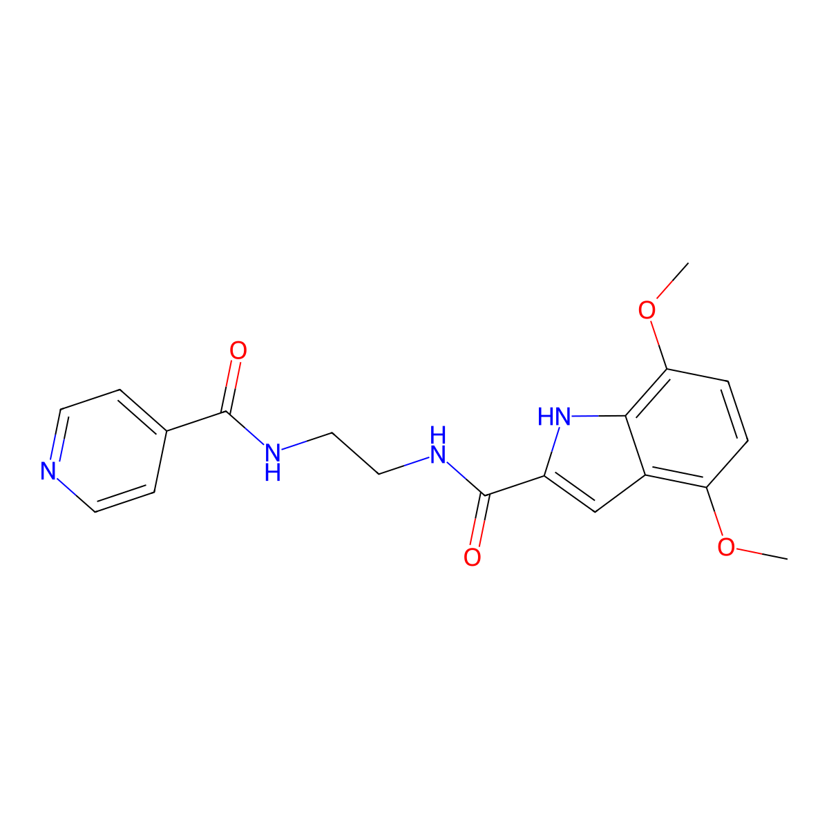 4,7-dimethoxy-N-{2-[(pyridin-4-ylcarbonyl)amino]ethyl}-1H-indole-2-carboxamide molecular structure, CAS 1219538-89-2