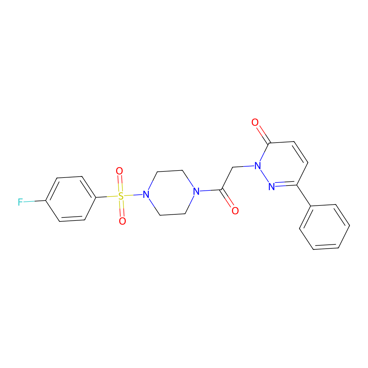 2-(2-{4-[(4-fluorophenyl)sulfonyl]-1-piperazinyl}-2-oxoethyl)-6-phenyl-3(2H)-pyridazinone molecular structure, CAS 1219538-90-5