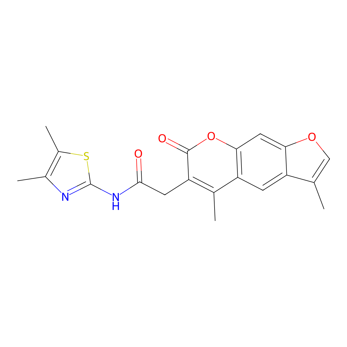 2-(3,5-dimethyl-7-oxo-7H-furo[3,2-g]chromen-6-yl)-N-[(2Z)-4,5-dimethyl-1,3-thiazol-2(3H)-ylidene]acetamide molecular structure, CAS 1219539-20-4