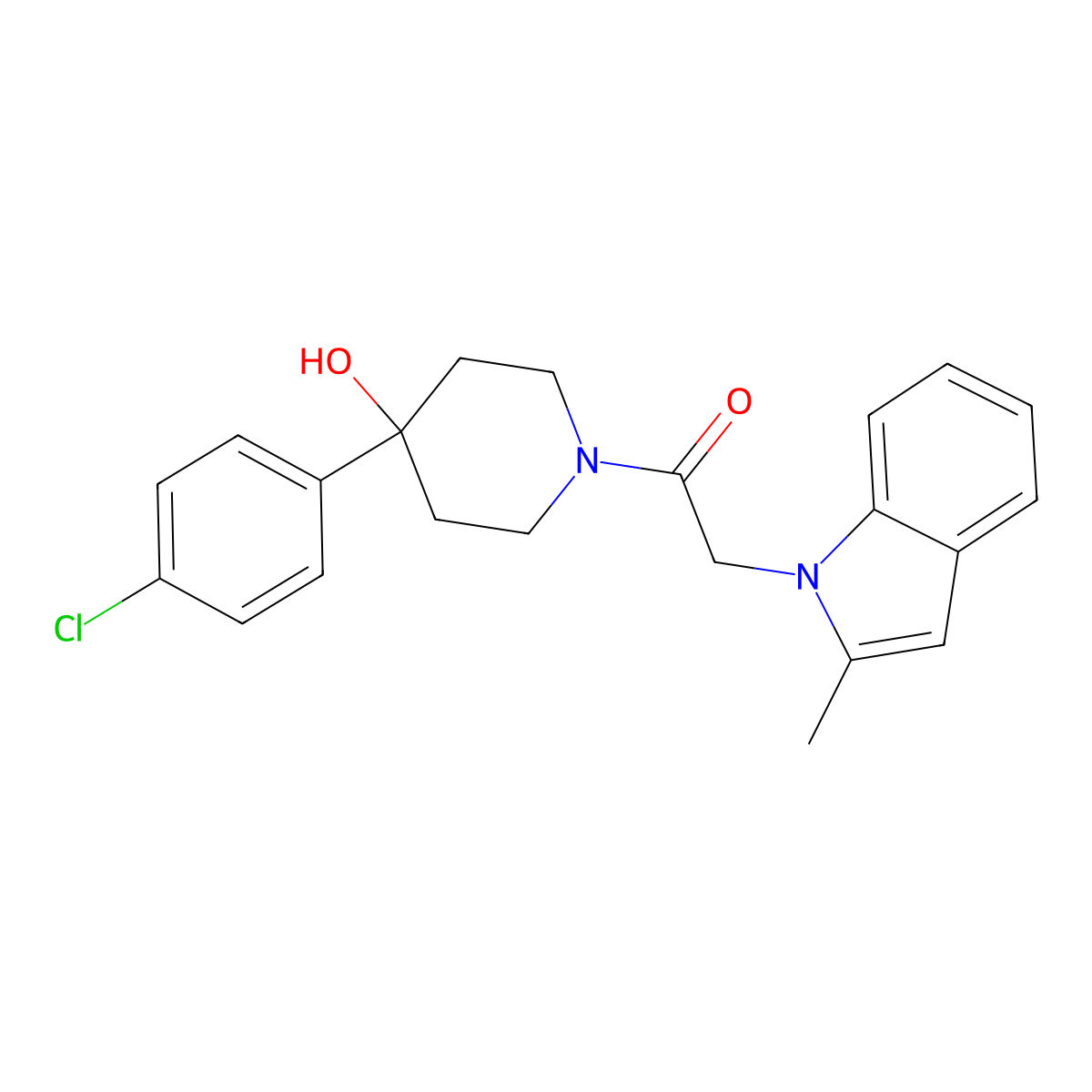 1-[4-(4-chlorophenyl)-4-hydroxypiperidin-1-yl]-2-(2-methyl-1H-indol-1-yl)ethanone molecular structure, CAS 1219539-28-2