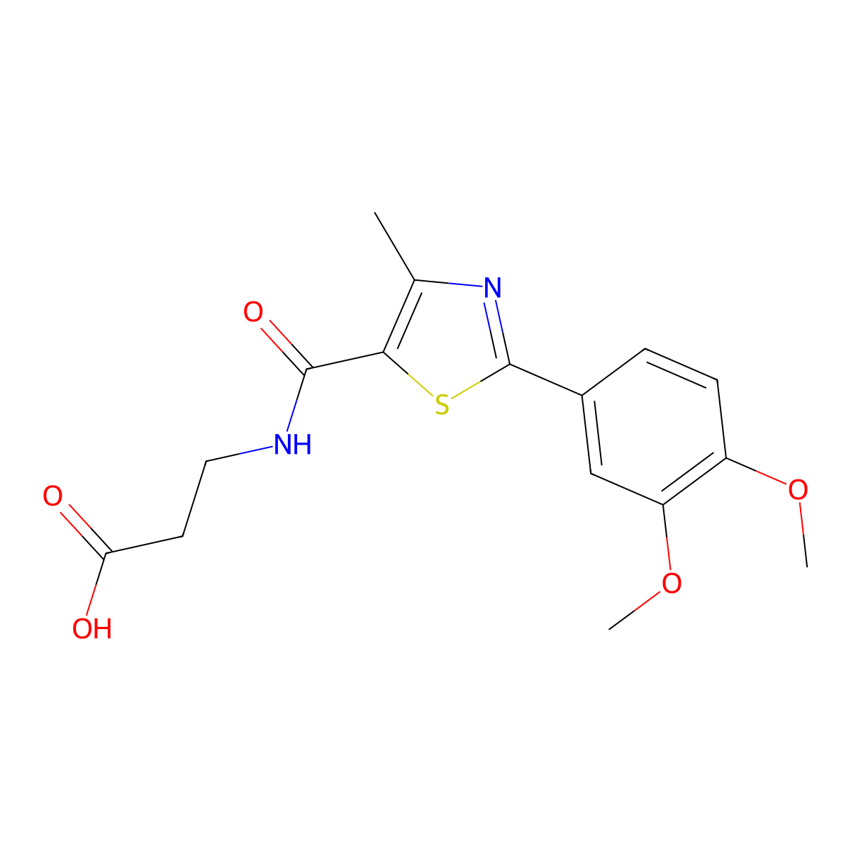 N-{[2-(3,4-dimethoxyphenyl)-4-methyl-1,3-thiazol-5-yl]carbonyl}-beta-alanine molecular structure, CAS 1219539-30-6