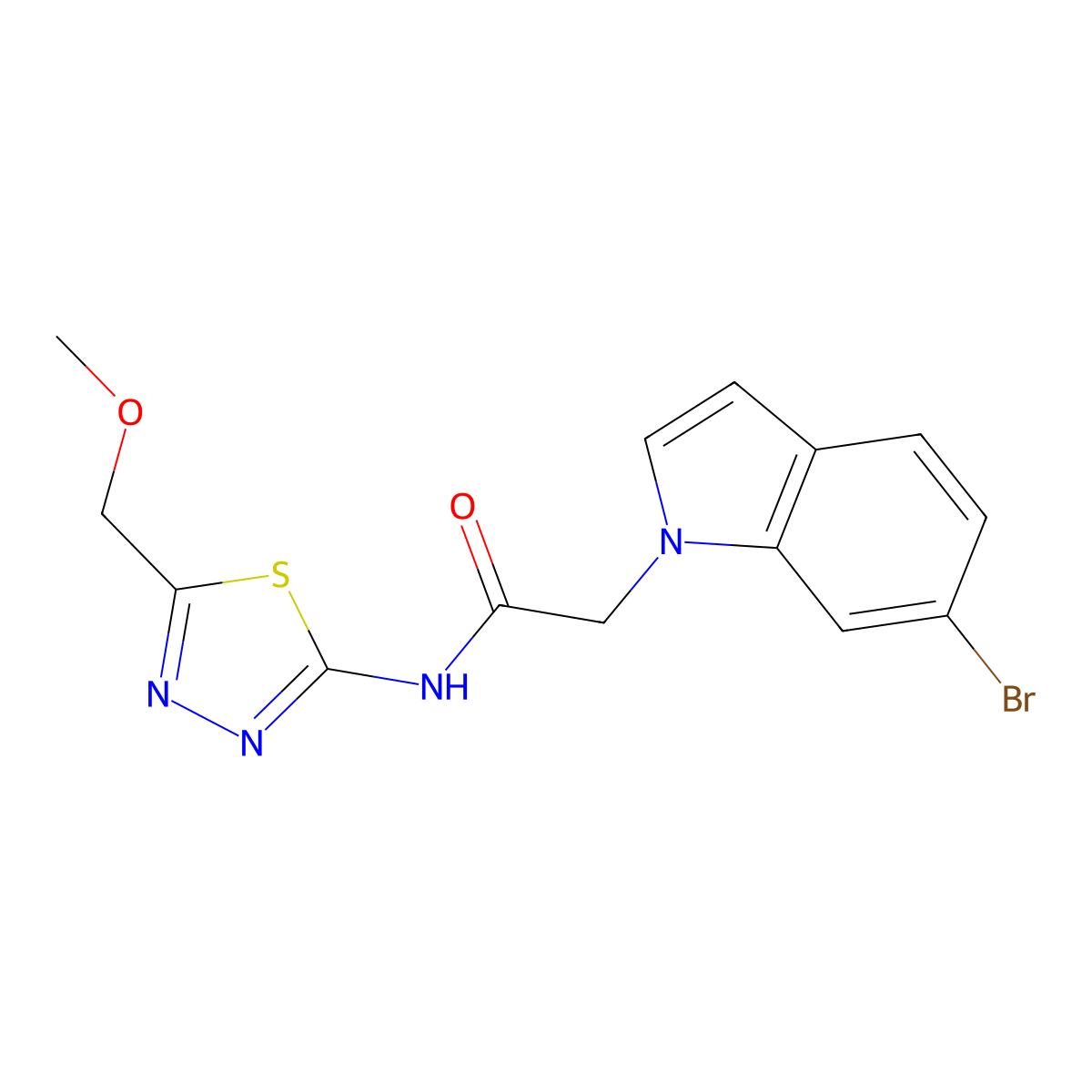 2-(6-bromo-1H-indol-1-yl)-N-[(2E)-5-(methoxymethyl)-1,3,4-thiadiazol-2(3H)-ylidene]acetamide molecular structure, CAS 1219539-33-9