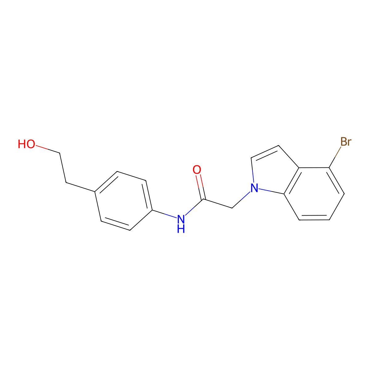 2-(4-bromo-1H-indol-1-yl)-N-(4-(2-hydroxyethyl)phenyl)acetamide molecular structure, CAS 1219539-35-1
