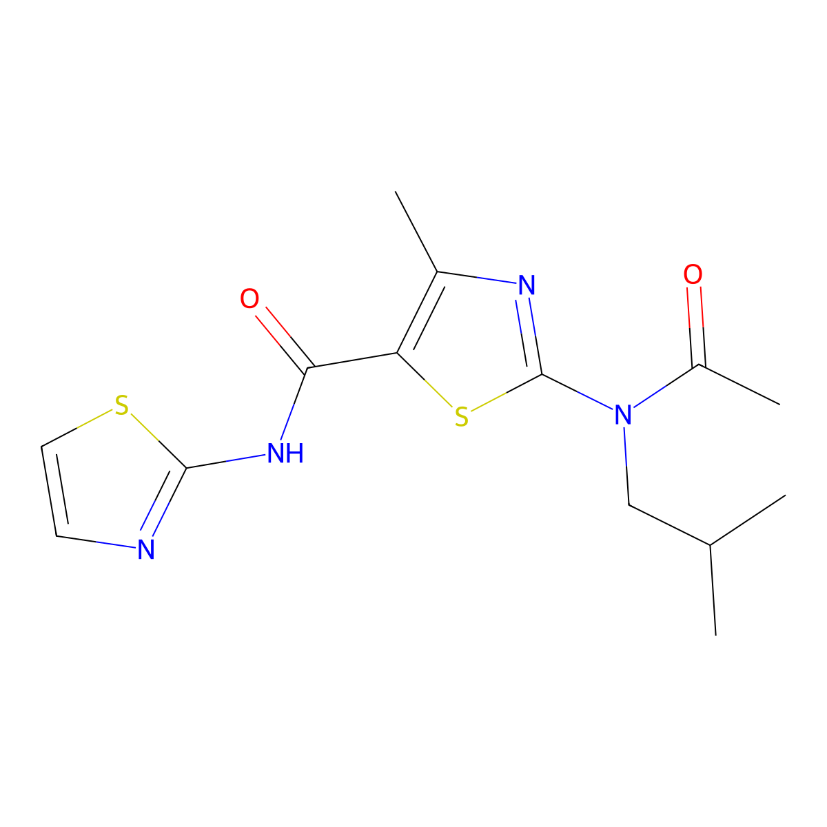 2-[acetyl(2-methylpropyl)amino]-4-methyl-N-(1,3-thiazol-2-yl)-1,3-thiazole-5-carboxamide molecular structure, CAS 1219539-51-1