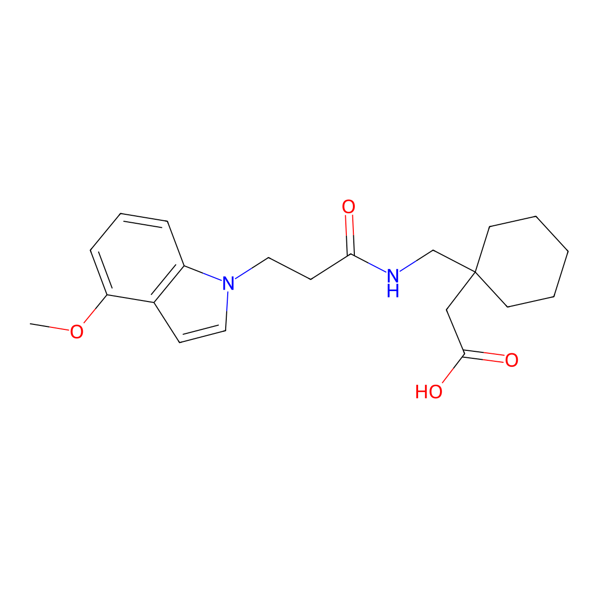 [1-({[3-(4-methoxy-1H-indol-1-yl)propanoyl]amino}methyl)cyclohexyl]acetic acid molecular structure, CAS 1219539-64-6