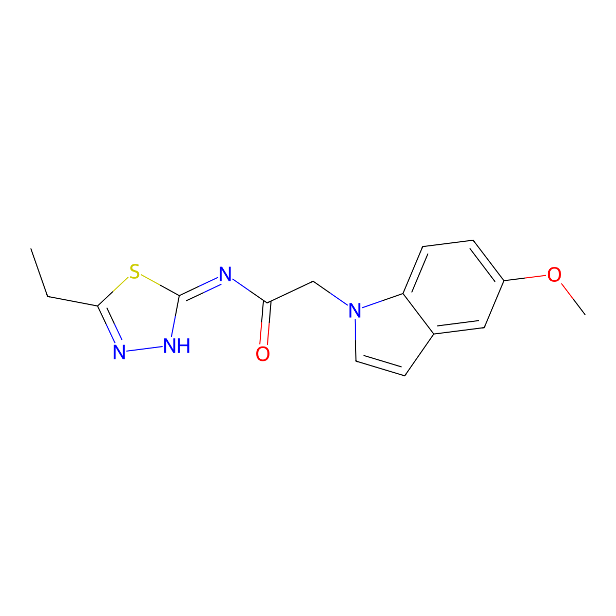 N-(5-ethyl-1,3,4-thiadiazol-2-yl)-2-(5-methoxy-1H-indol-1-yl)acetamide molecular structure, CAS 1219539-72-6