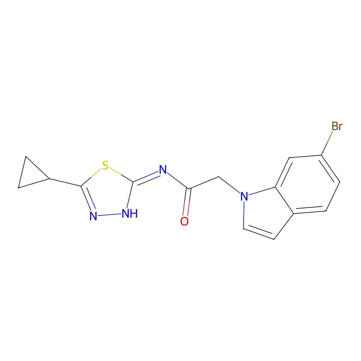 2-(6-bromo-1H-indol-1-yl)-N-(5-cyclopropyl-1,3,4-thiadiazol-2-yl)acetamide molecular structure, CAS 1219539-74-8