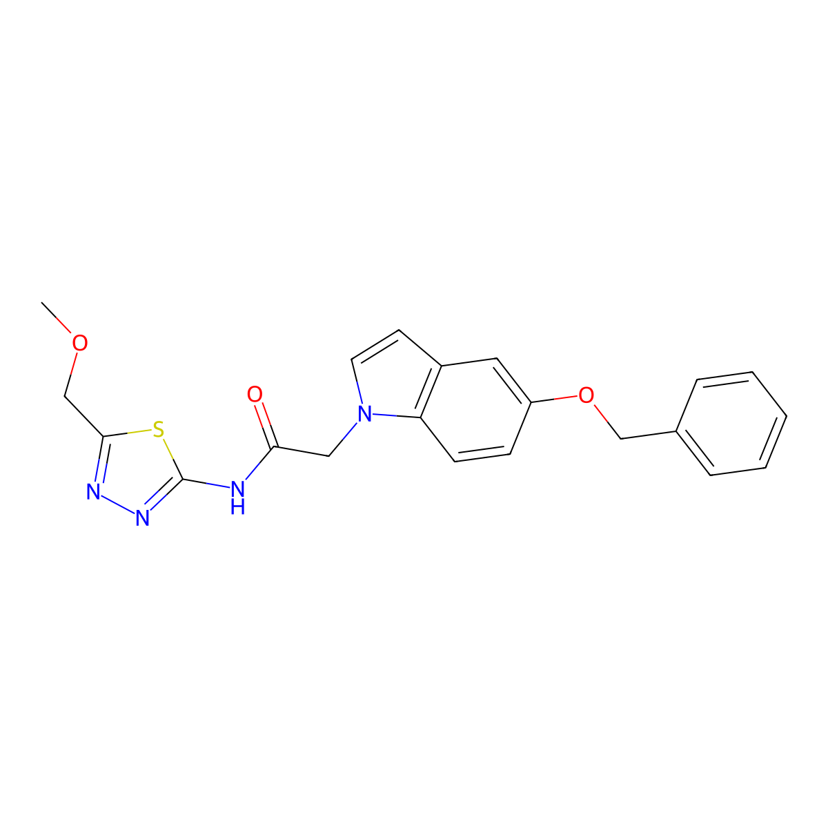 2-[5-(benzyloxy)-1H-indol-1-yl]-N-[(2Z)-5-(methoxymethyl)-1,3,4-thiadiazol-2(3H)-ylidene]acetamide molecular structure, CAS 1219539-76-0