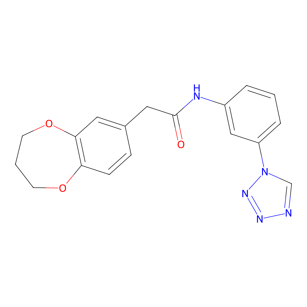 2-(3,4-dihydro-2H-1,5-benzodioxepin-7-yl)-N-[3-(1H-tetrazol-1-yl)phenyl]acetamide molecular structure, CAS 1219539-95-3