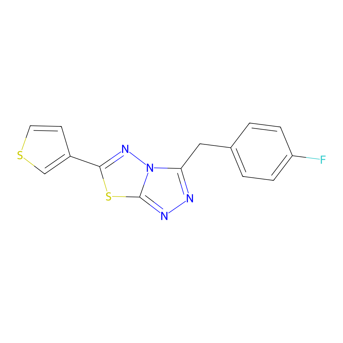 3-[(4-Fluorophenyl)methyl]-6-(thiophen-3-yl)-[1,2,4]triazolo[3,4-b][1,3,4]thiadiazole molecular structure, CAS 1219540-07-4
