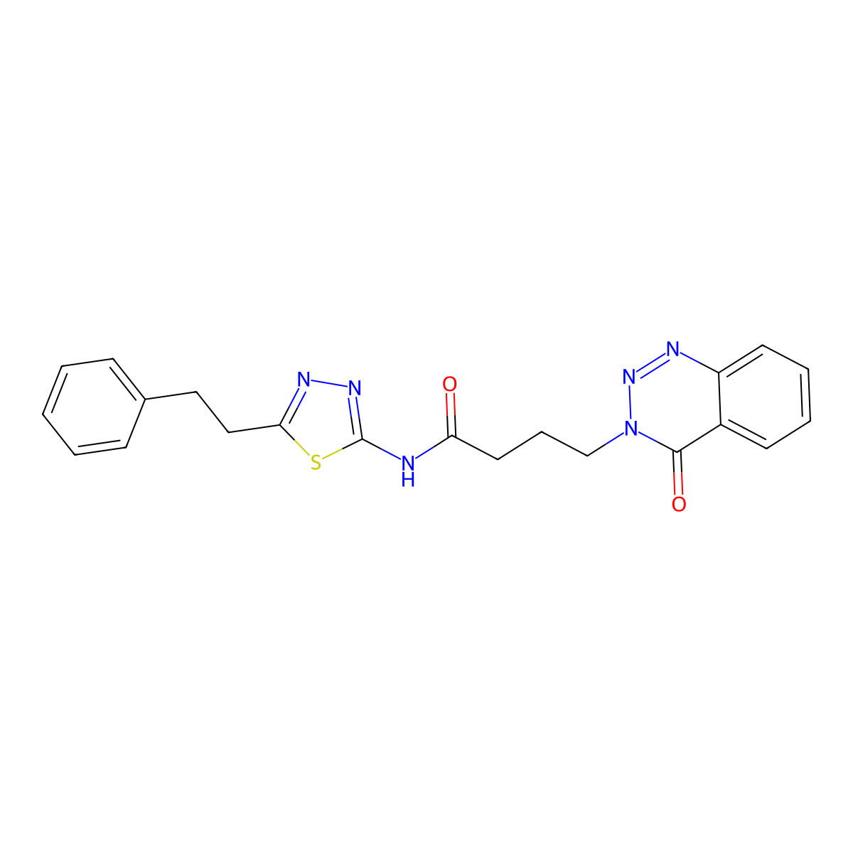 4-(4-oxo-1,2,3-benzotriazin-3(4H)-yl)-N-[(2Z)-5-(2-phenylethyl)-1,3,4-thiadiazol-2(3H)-ylidene]butanamide molecular structure, CAS 1219540-17-6