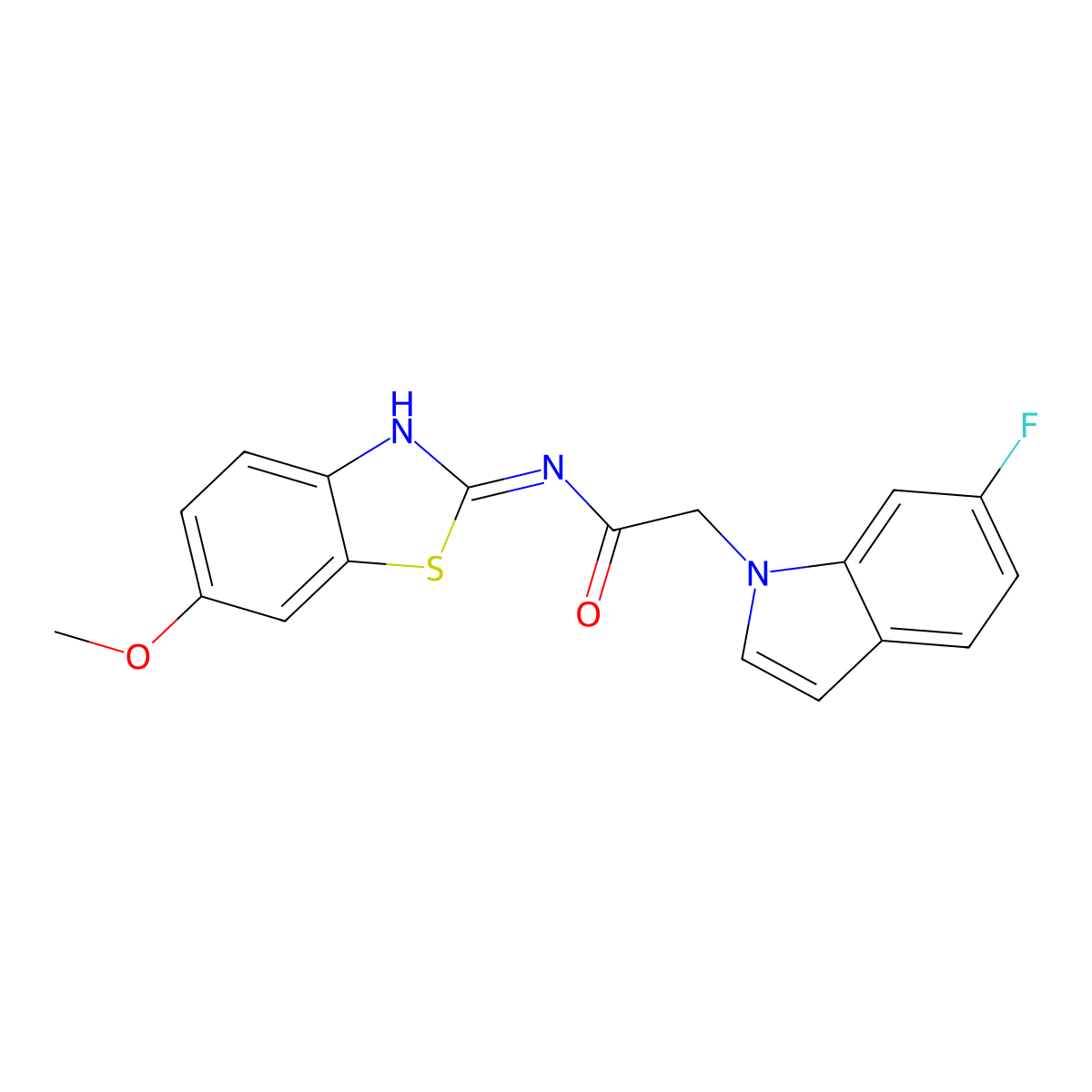 2-(6-fluoro-1H-indol-1-yl)-N-[(2Z)-6-methoxy-1,3-benzothiazol-2(3H)-ylidene]acetamide molecular structure, CAS 1219540-21-2