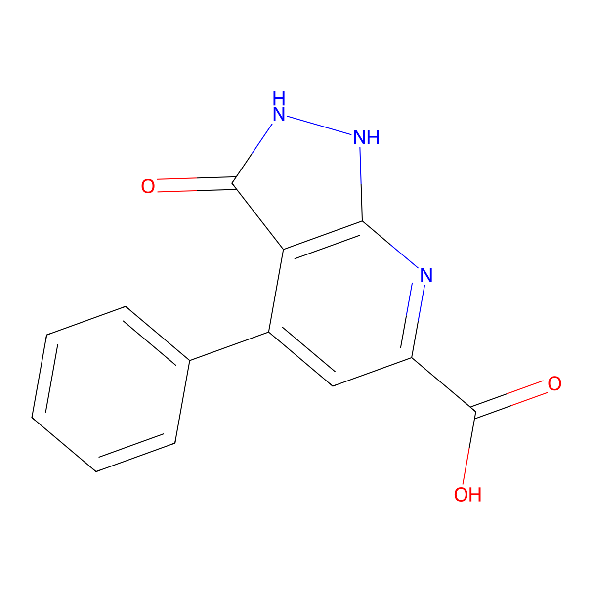 3-oxo-4-phenyl-2,3-dihydro-1H-pyrazolo[3,4-b]pyridine-6-carboxylic acid molecular structure, CAS 1219540-40-5