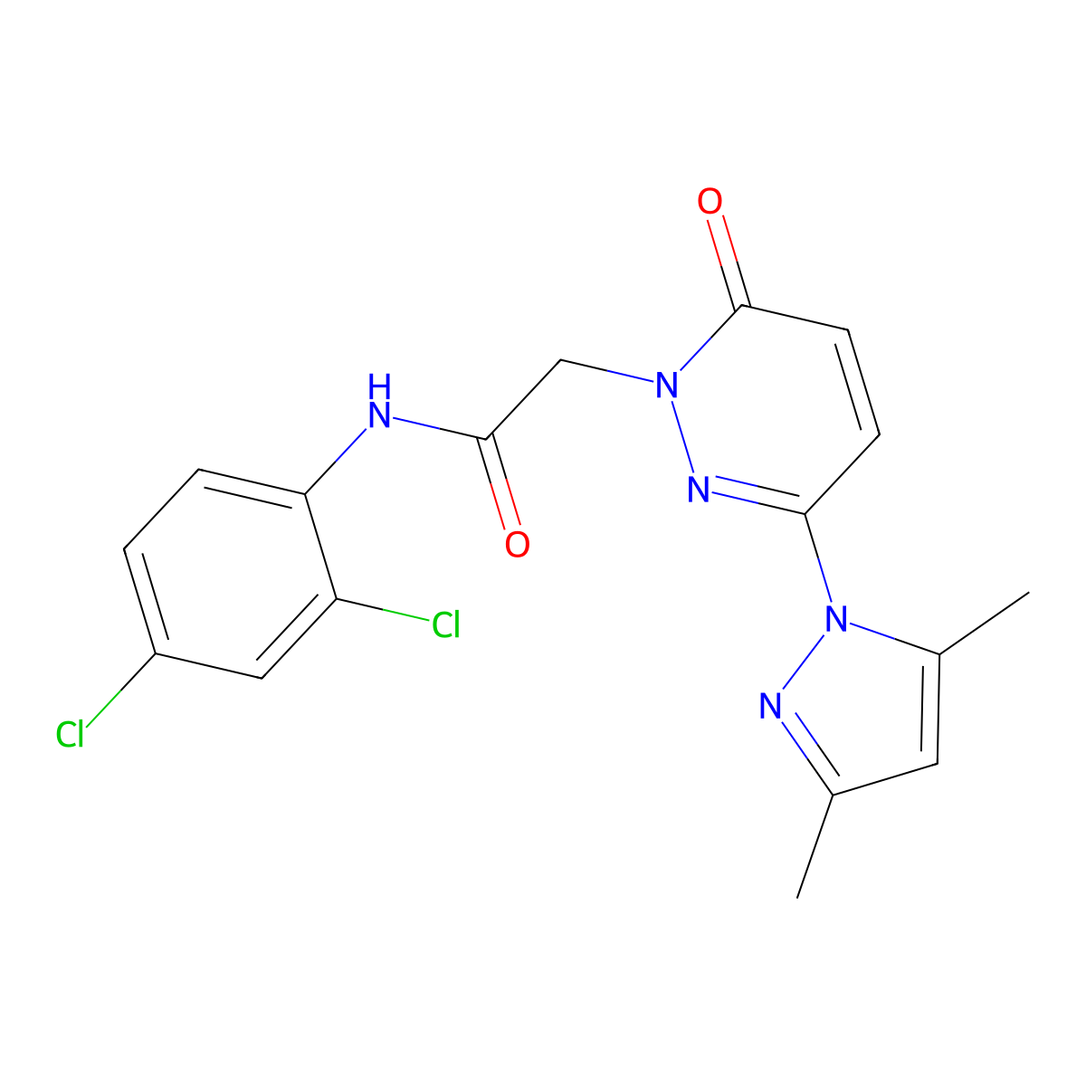 N-(2,4-dichlorophenyl)-2-(3-(3,5-dimethyl-1H-pyrazol-1-yl)-6-oxopyridazin-1(6H)-yl)acetamide molecular structure, CAS 1219540-54-1
