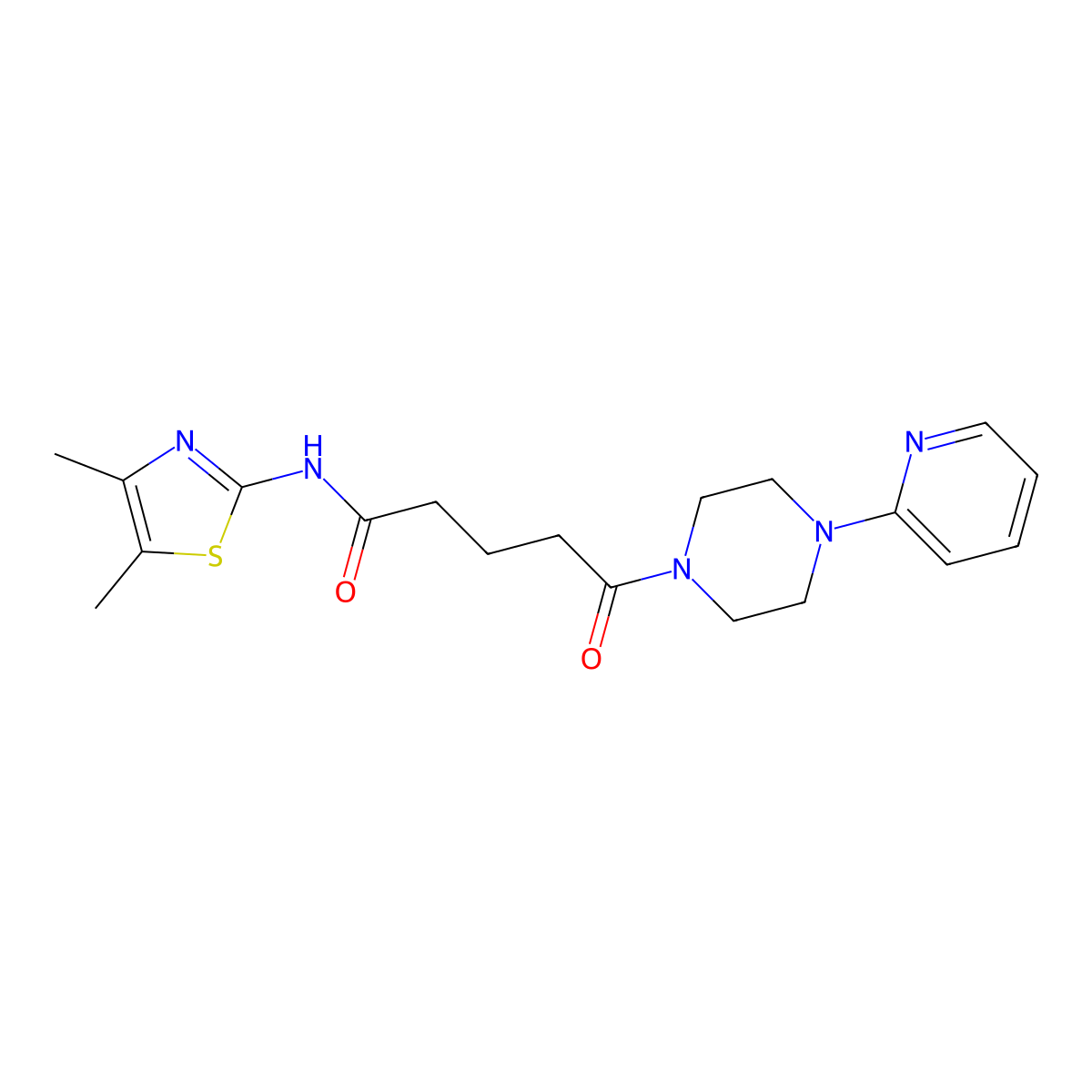 N-(4,5-dimethyl-1,3-thiazol-2-yl)-5-oxo-5-[4-(2-pyridyl)piperazino]pentanamide molecular structure, CAS 1219540-66-5
