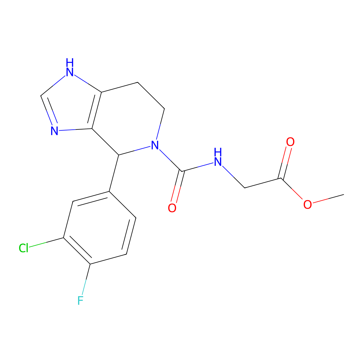 methyl N-{[4-(3-chloro-4-fluorophenyl)-1,4,6,7-tetrahydro-5H-imidazo[4,5-c]pyridin-5-yl]carbonyl}glycinate molecular structure, CAS 1219540-72-3